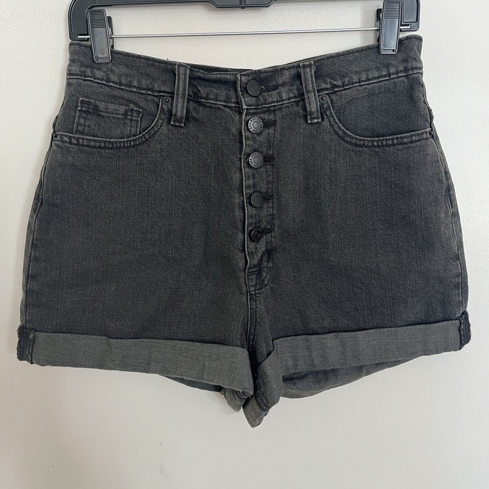 Womens Urban Outfitters‎ BDG Mom High Rise Black Denim Shorts Size 28